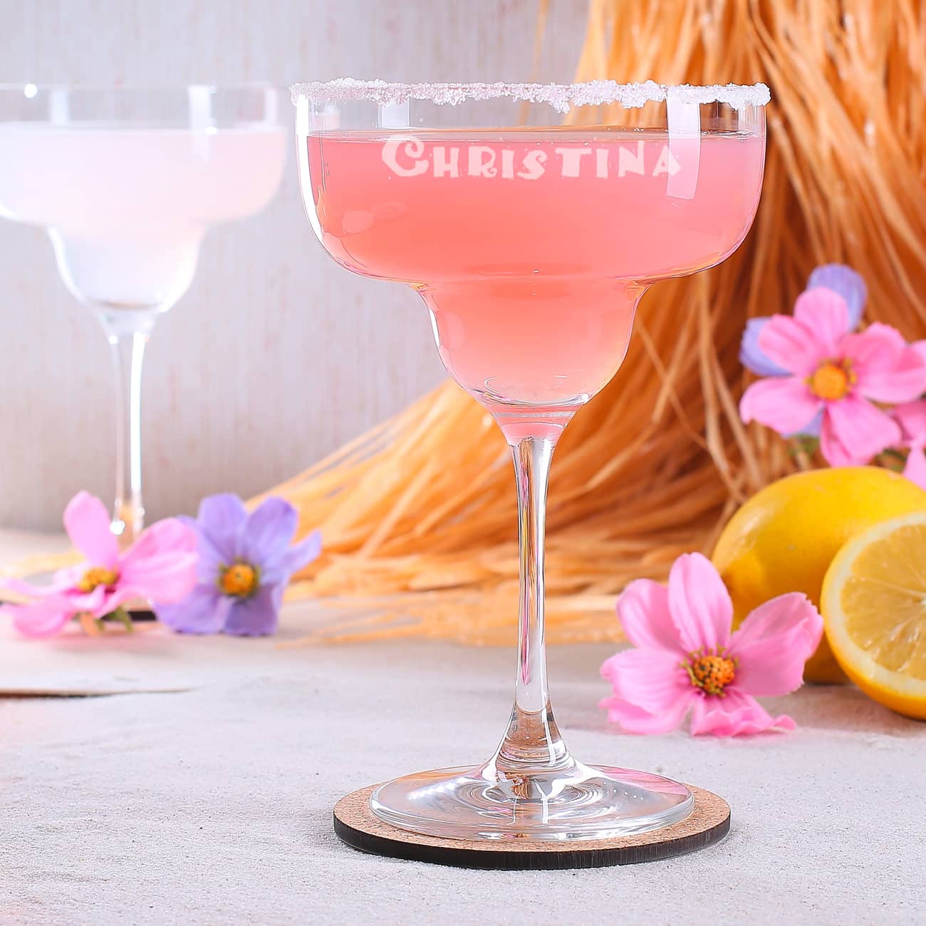 Graviertes Margaritaglas mit Name –
