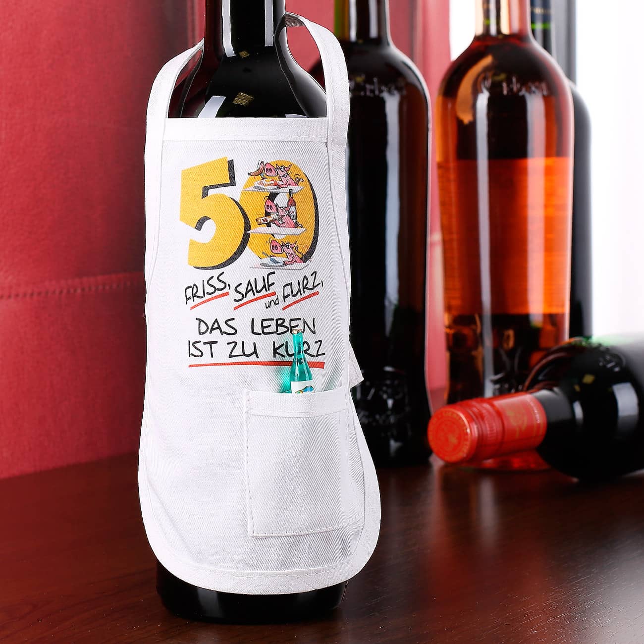 Flaschenschürze 50 Friss, Sauf und Furz, das Leben ist zu kurz