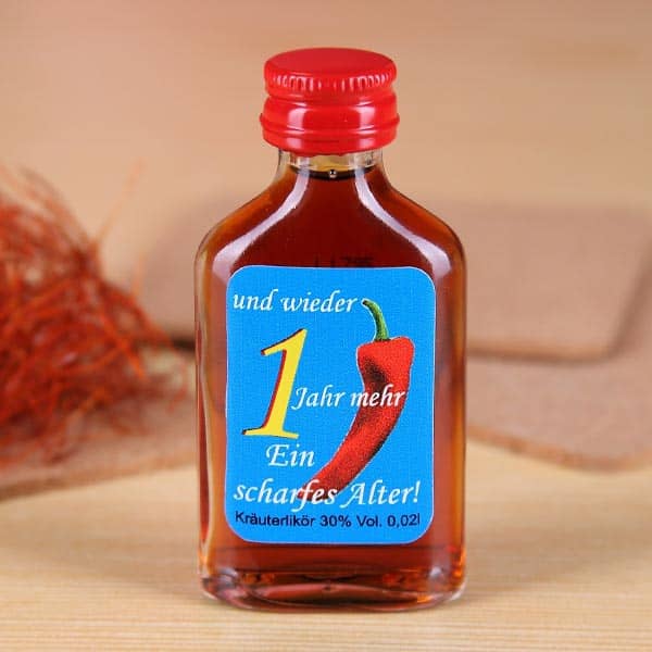 Kräuterlikör mit lustigem Aufdruck