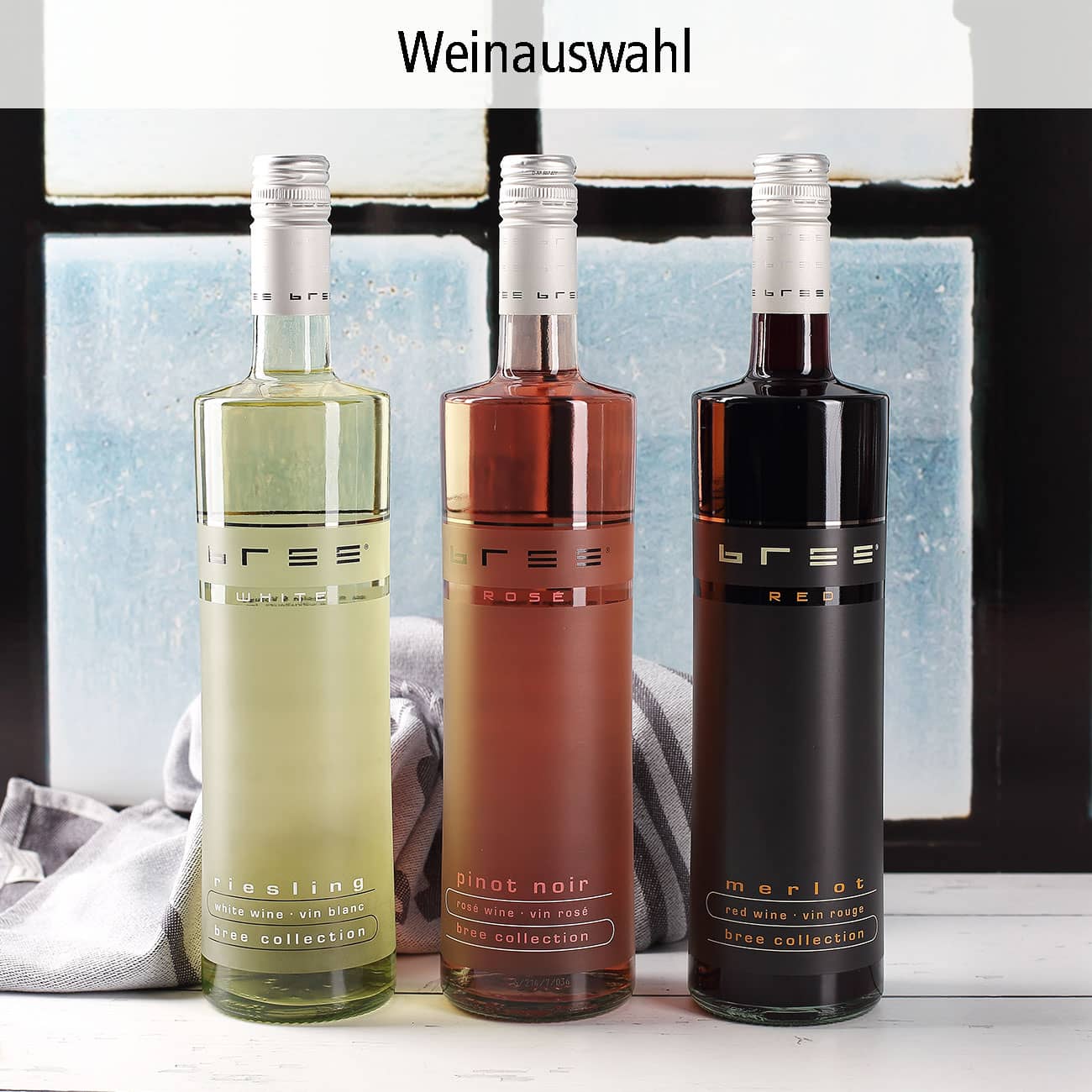 Drei verschiedene Weinsorten zur Auswahl