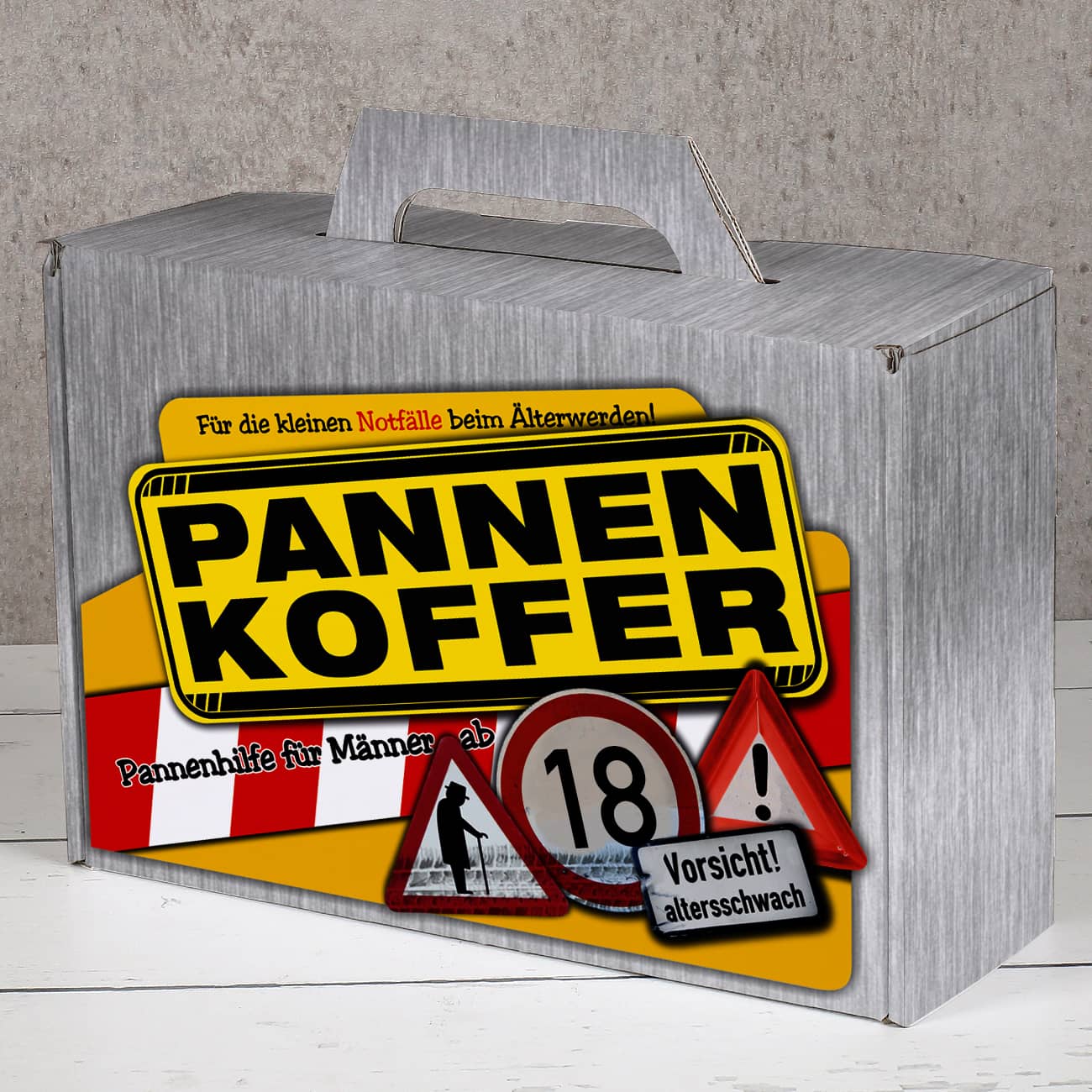 Bedruckter Pappkoffer