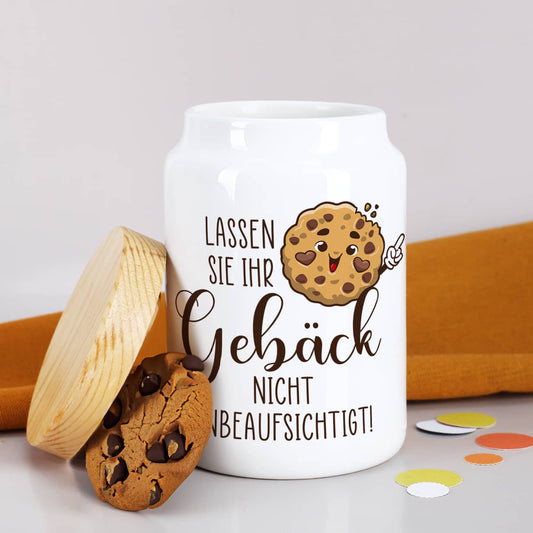 Keramikdose Weihnachten "Lassen Sie Ihr Gebäck nicht unbeaufsichtigt!"