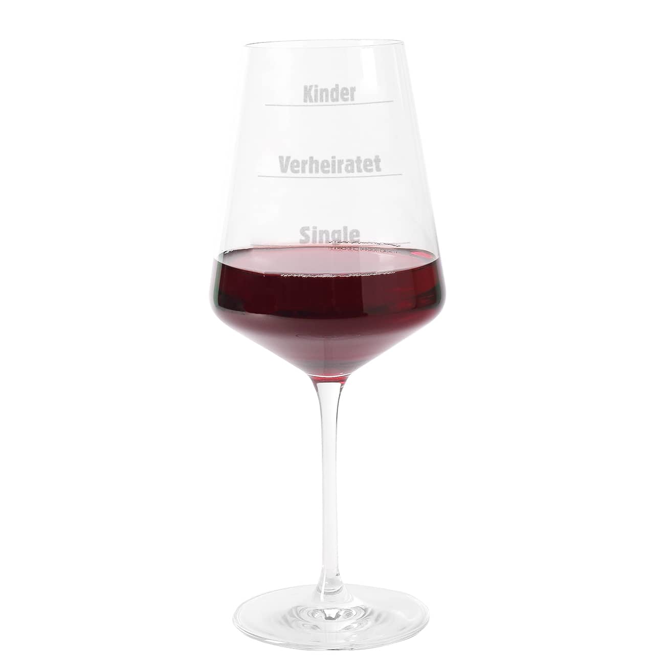 Graviertes Weinglas - Kinder, Verheiratet, Single