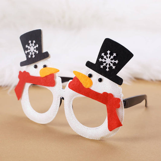 glitzernde Spaßbrille - Schneemann