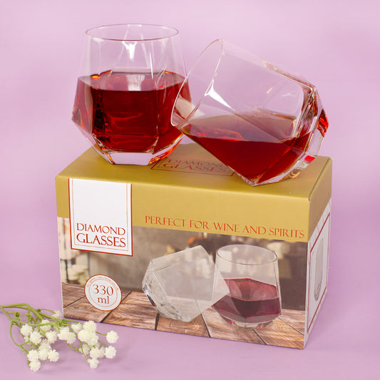 Diamant-Gläser im 2er Set | 330 ml