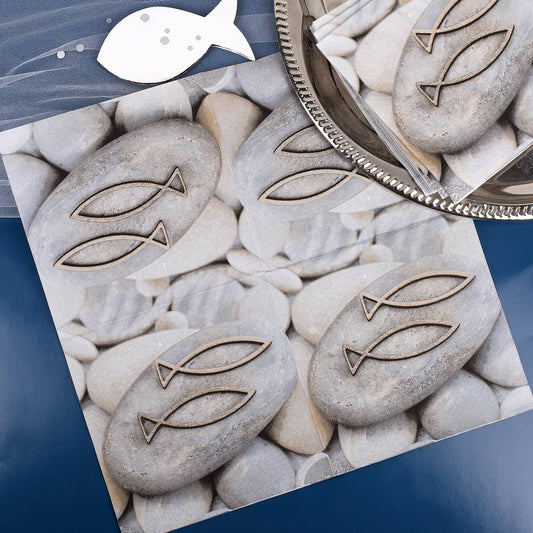 Servietten mit Fisch - und Stein Symbolen