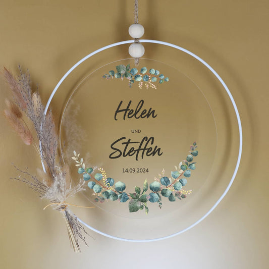 Dekoratives Hochzeitsgeschenk - Acrylbild im Metallring
