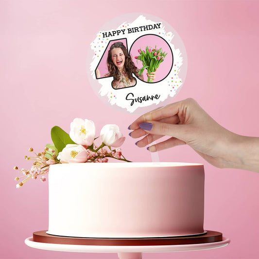 Tortentopper zum Geburtstag mit Ihrem Wunschfoto