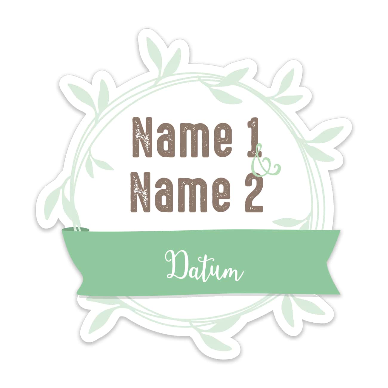 Mit Namen und Datum bedruckt