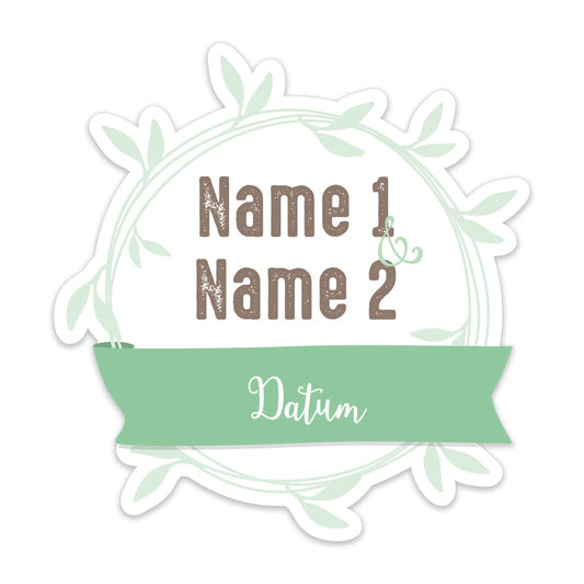 Mit Namen und Datum bedruckt