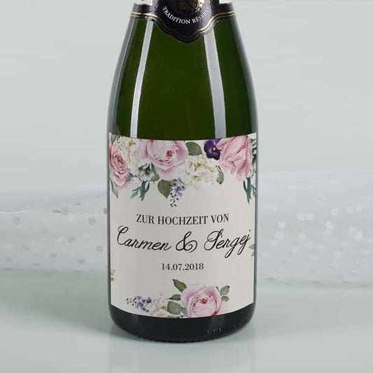 Flaschenaufkleber zur Hochzeit auf Flasche