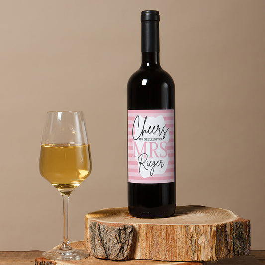 10er Pack Personalisierte Flaschenetiketten für den JGA 9x12cm | Auf die zukünftige Mrs.