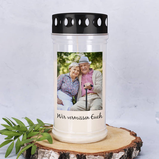 Grablicht personalisiert mit Foto und Text
