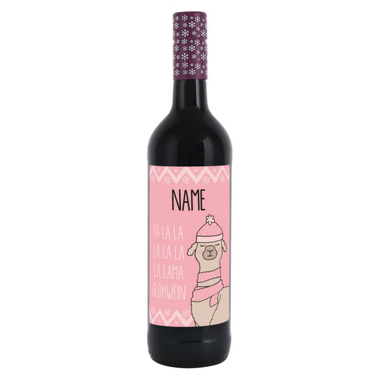 Glühwein mit niedlichem Lama und Ihrem Wunschnamen