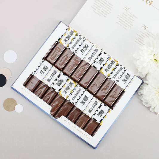 Aufkleberset für jede Merci Pralinen und den Deckel der Schachtel