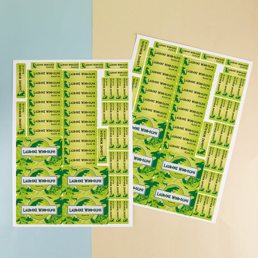 XXL Aufkleber Set mit Dinosauriermotiv und Wunschname