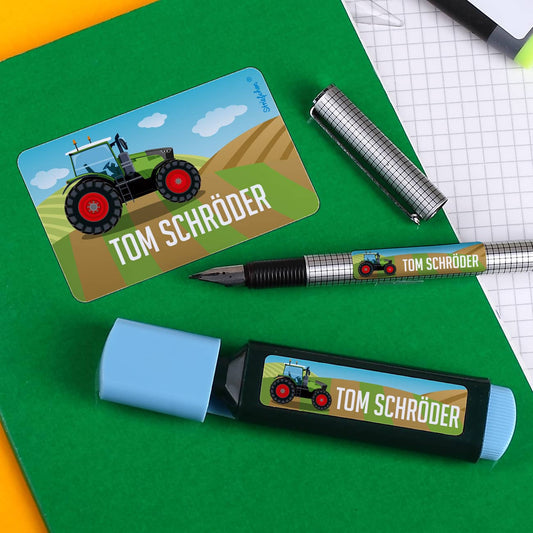 Schulaufkleber mit Traktor