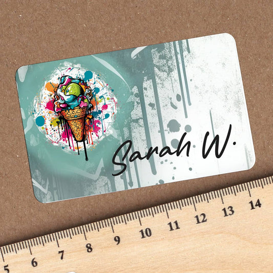 Graffiti Aufkleber mit Eis-Motiv und Name (100 Stück)