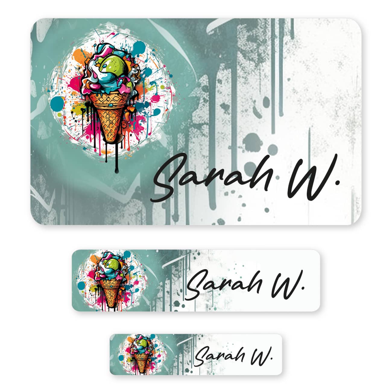 Graffiti Schulaufkleber mit Eis-Motiv