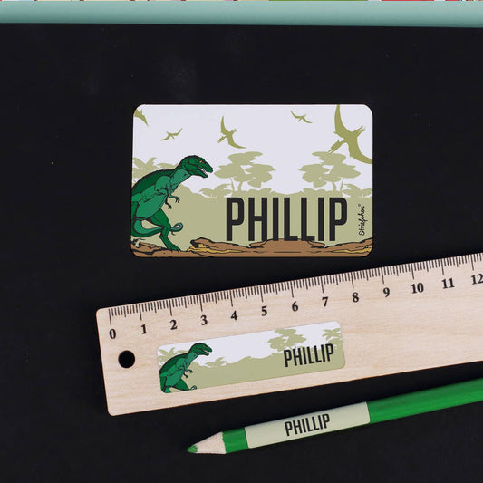 100 Namensaufkleber Dinosaurier