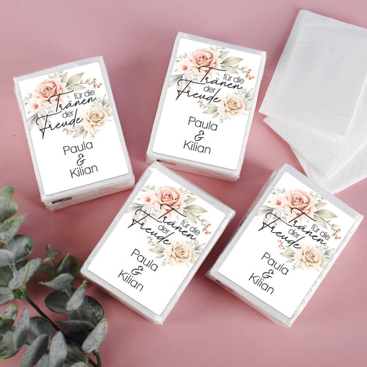 Für die Tränen der Freude - 10 Taschentuch-Verpackungen im Set als kleine Aufmerksamkeit für Ihre Gäste