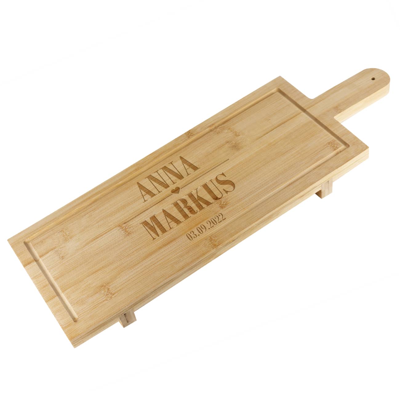 Praktisches XXL Schneidebrett mit Namen und Datum graviert
