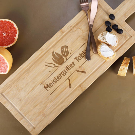Großes Servierbrett aus Bambus mit persönlicher Gravur
