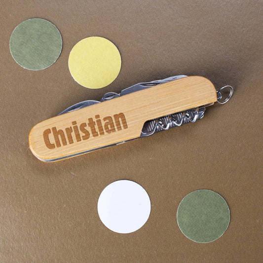 Praktisches Taschenmesser mit edlem Bambusgriff