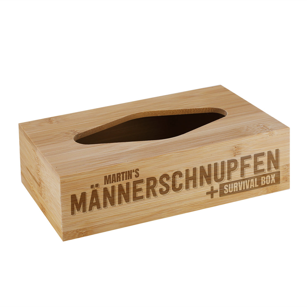 Männerschnupfen Survival Box - Taschentuchbox mit Namensgravur