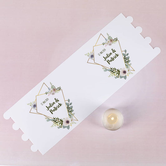 4er Set Lichthüllen zur Hochzeit mit Blüten, Namen und Datum beidseitig bedruckt