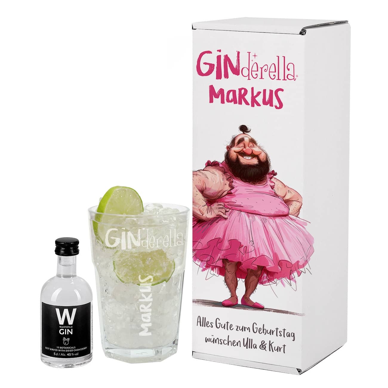 Personalisierte Geschenkverpackung & graviertes Glas