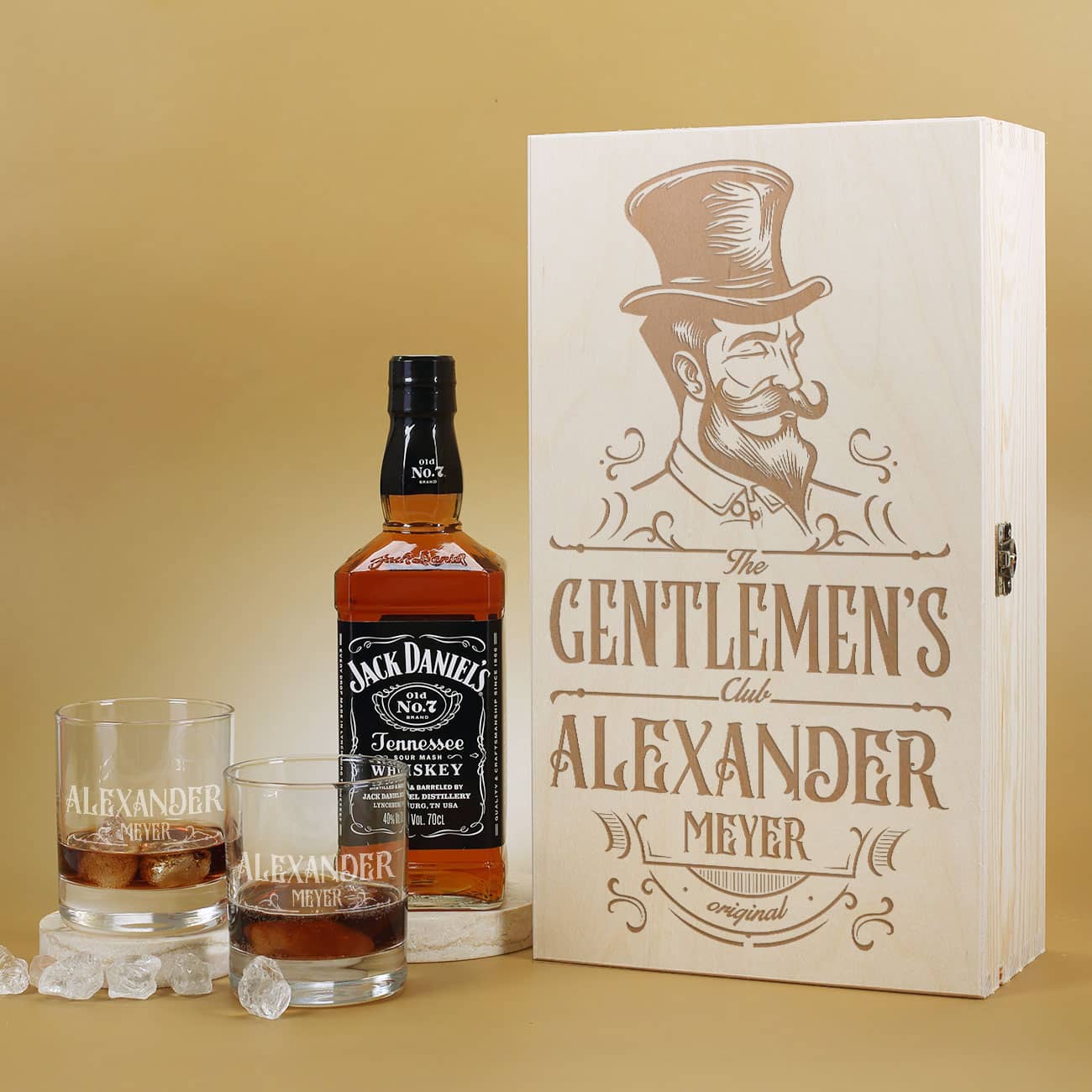 The Gentlemen's Club Geschenkset mit zwei Whiskeygläsern mit