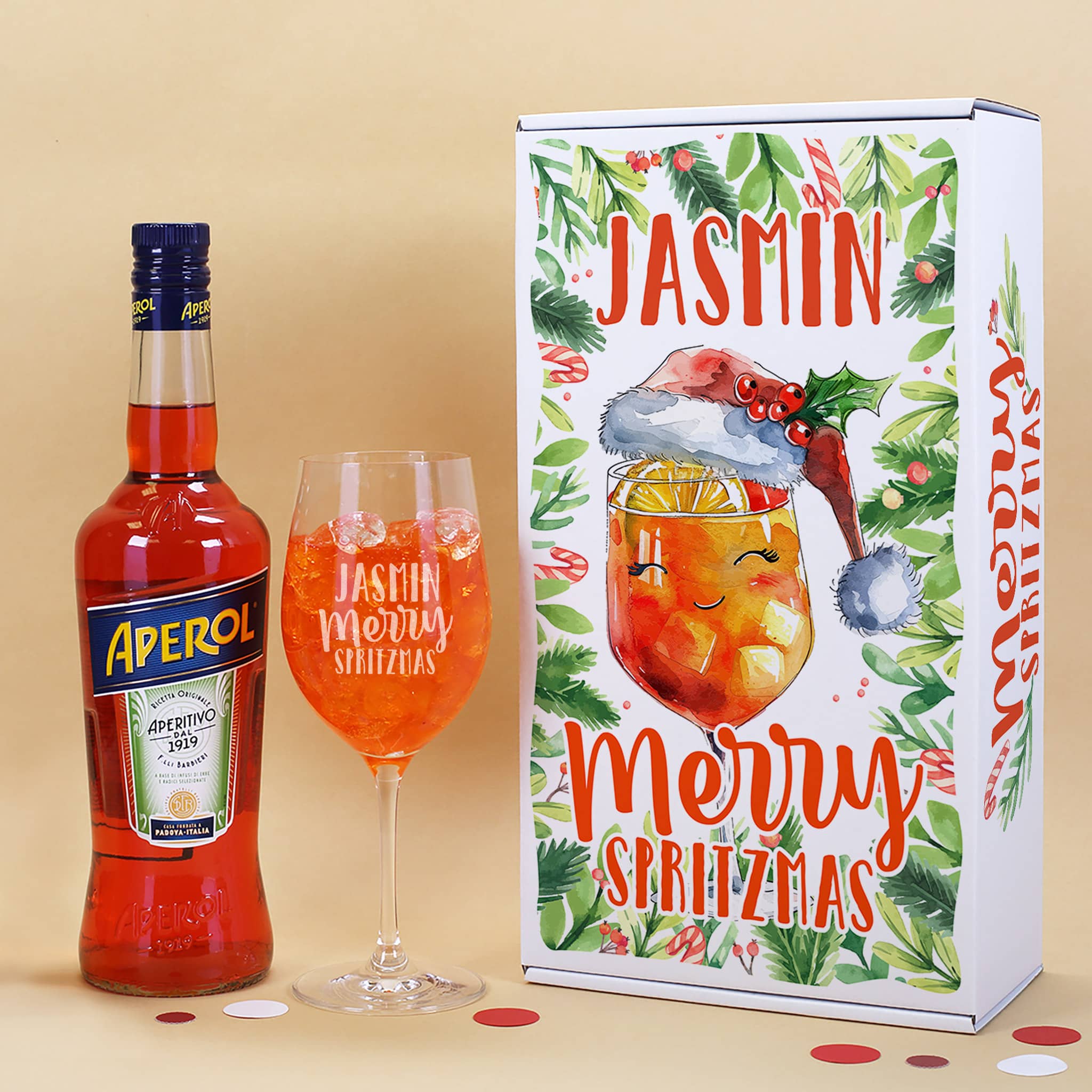 aperol aufbewahren Aperol Geschenkset „Merry Spritzmas“ mit graviertem Glas – Weihnachtsgeschenk – geschenke-online.de