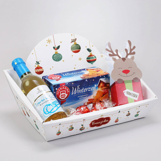 Geschenkset mit Glühwein, Tee und Schokolade zu Weihnachten