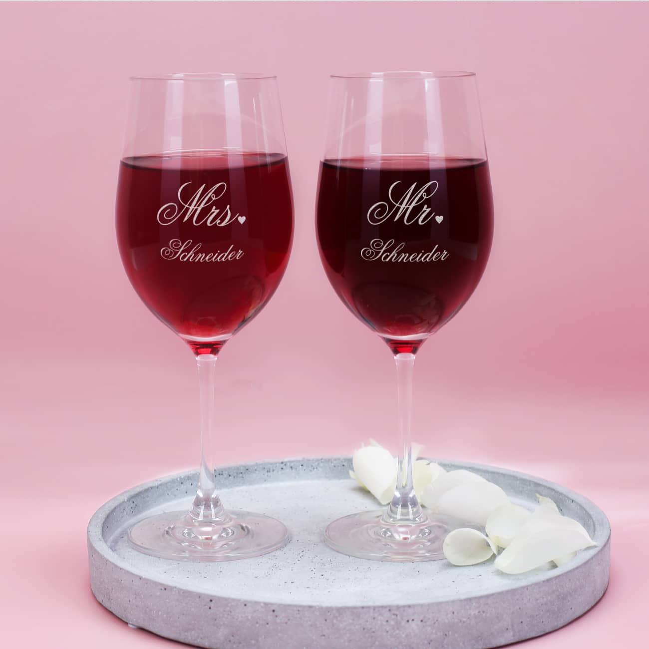 Mr. und Mrs. Weingläser im Set zur Hochzeit –