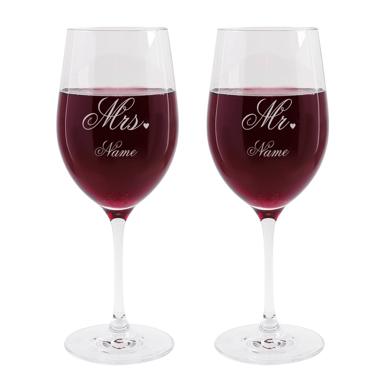 Mr. und Mrs. Weingläser im Set zur Hochzeit