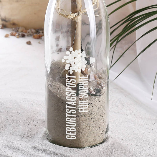 Gefüllte Flaschenpost im maritimen Design zum Geburtstag