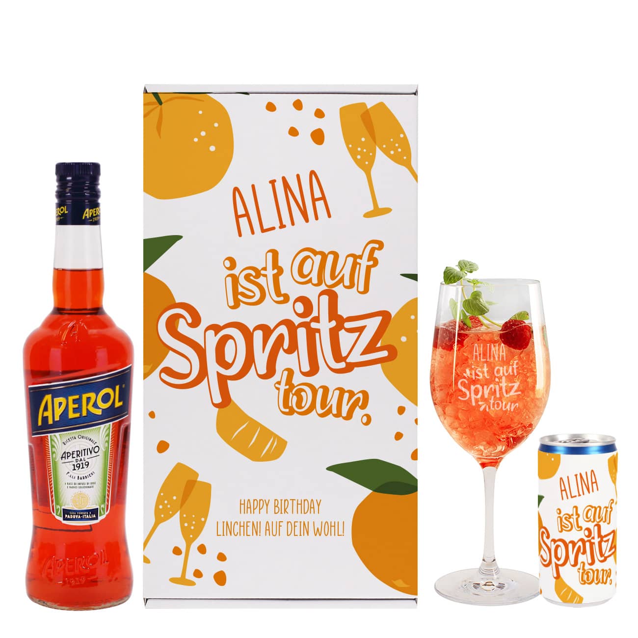 Aperol Geschenkset mit Name und Text personalisiert