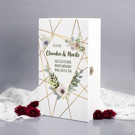 Bedruckte Holzbox mit Hochzeitsmotiv