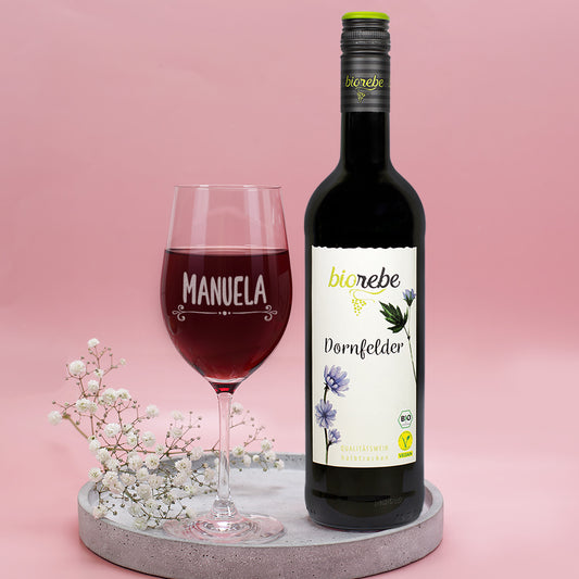 Lustiges Geschenkset zum Geburtstag mit Weinglas und Wein | Biorebe Genuss