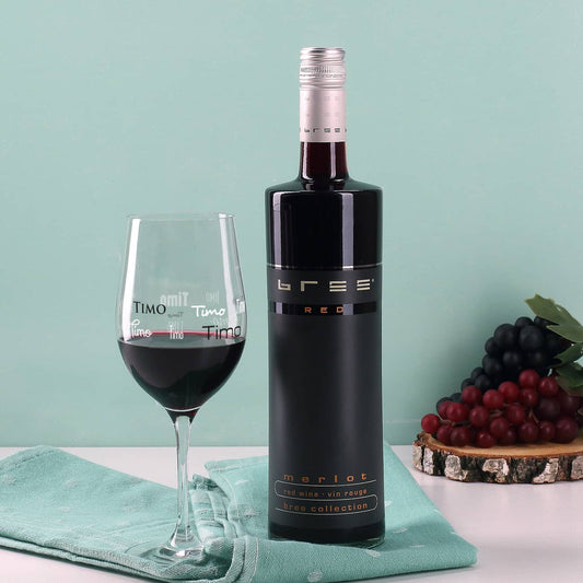 Rotwein-Set mit bedrucktem Glas