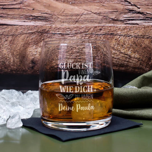 Glück ist, einen Papa wie dich zu haben - graviertes Whiskyglas