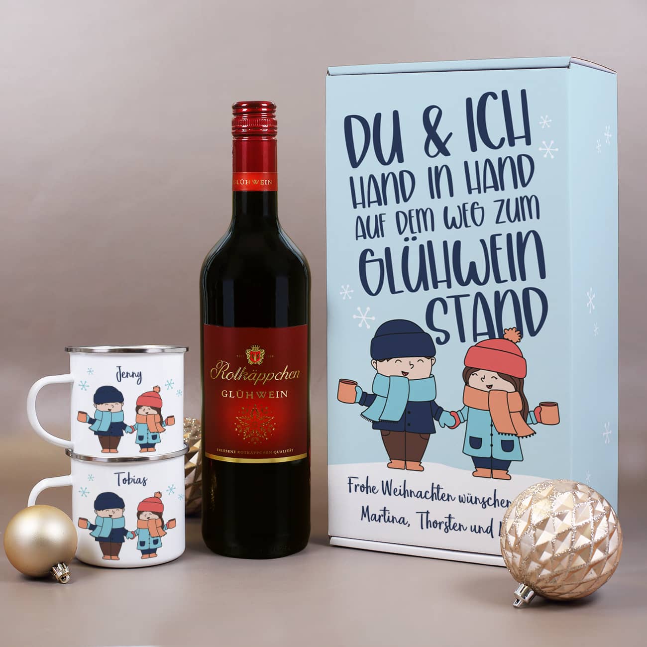 glühwein aufbewahren Geschenkset zu Weihnachten personalisiert – geschenke-online.de