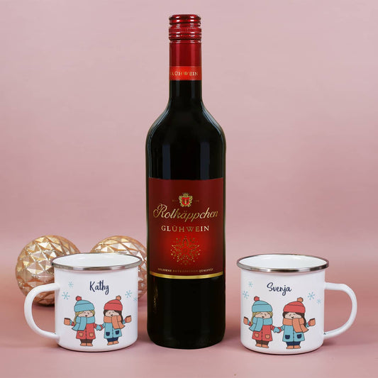 0,75l Rotkäppchen Glühwein mit zwei Tassen für beste Freundinnen