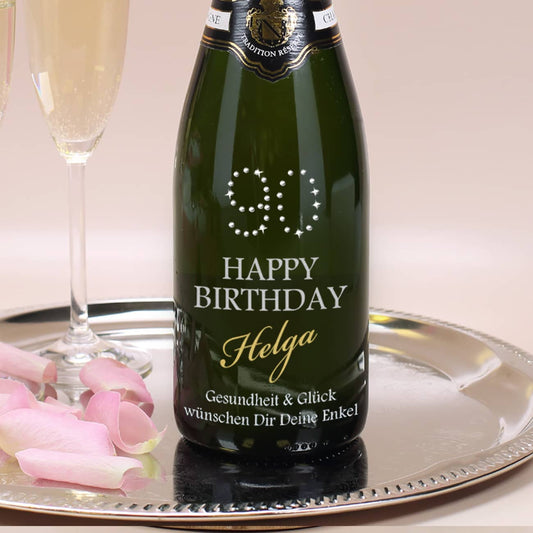 Gravierter Champagner zum 90. MADE WITH SWAROVSKI® ELEMENTS