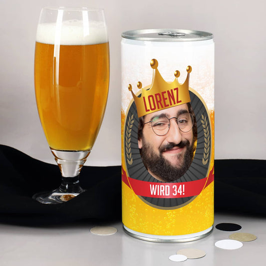 Biermotiv mit Foto und Krone