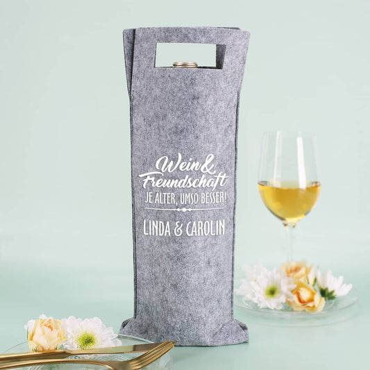 Filz Flaschenbeutel mit persönlichem Aufdruck