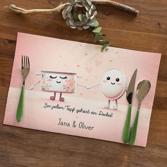 Tischdeckchen für Paare mit Spruch