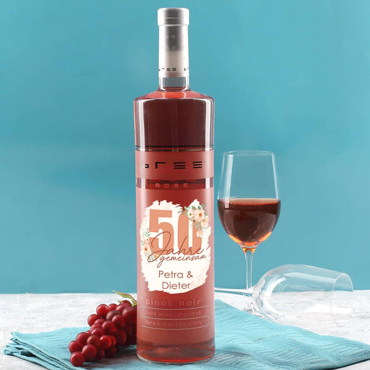 XXL Weinflasche Rosé zur Goldenen Hochzeit