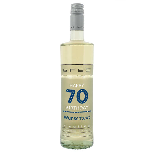 Weinflasche Happy Birthday 70 mit Wunschtext